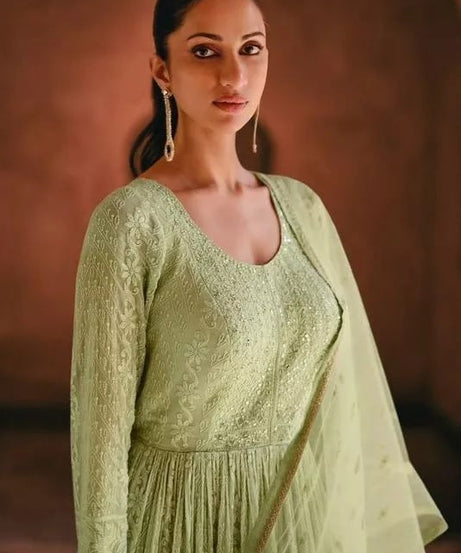 Heavy Faux Georgette Bollywood Top Bottom & Dupatta