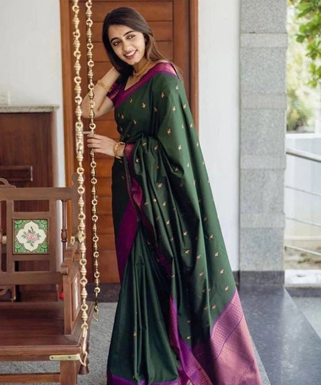 Banarasi Soft Silk Wedding Saree With Jacquard Border Blouse fancy Saree11-KT