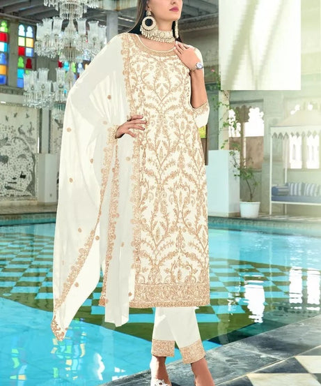 Georgette With Heavy Embroidery Work kurti Pant Set