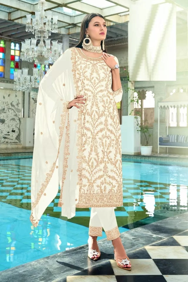 Georgette With Heavy Embroidery Work kurti Pant Set