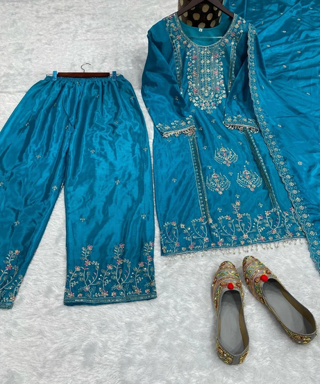 Beautiful Classic Heavy Pure Chinon  Kurti Bottom & Dupatta Set 12-DC