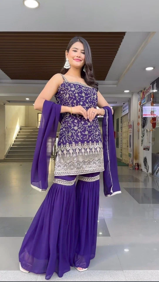 Heavy Faux Georgette Traditional Full Stitched Kurti Bottom & Dupatta Set 12-DC