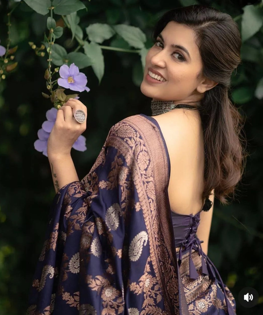 Classic Wear Soft Lichi Silk Saree,Party Wedding Indian Sari With Blouse