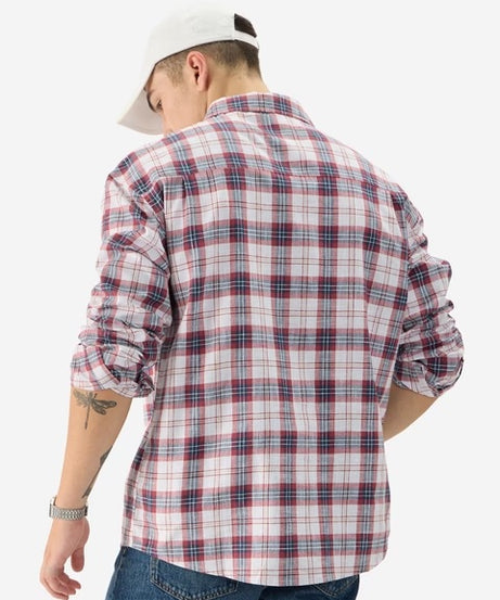Plaid Red And White Men Relaxed Shirts