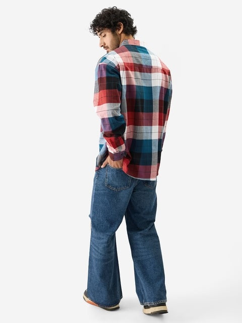 Plaid  Black, Blue and Red Men Relaxed Shirts