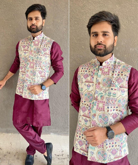 Heavy Banglori Silk Koti Ready to Wear Set For Men's