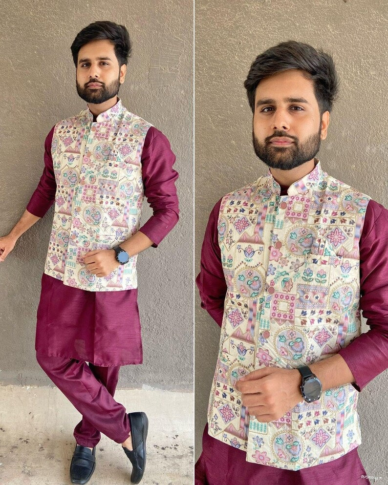 Heavy Banglori Silk Koti Ready to Wear Set For Men's