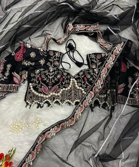 Heavy Soft Net With Embroidery And Sequence Work wedding Party wear Saree And Blouse 11-KK