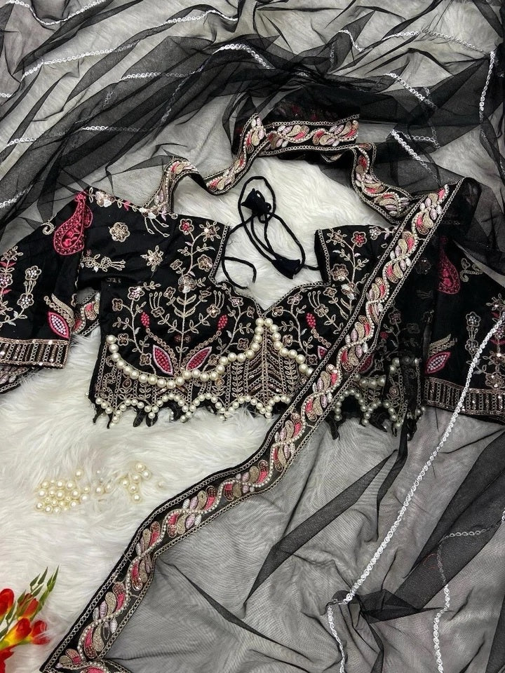 Heavy Soft Net With Embroidery And Sequence Work wedding Party wear Saree And Blouse 11-KK