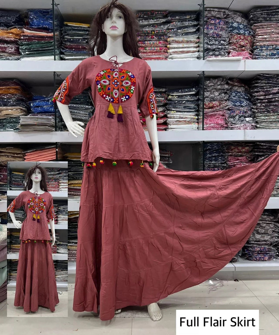 Rayon With Gamthi Work Lehenga Choli