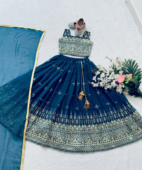 Trending Kids Wear Sequence Embroidery with Beautiful Work Lehenga Blouse with Dupatta 22-MNT