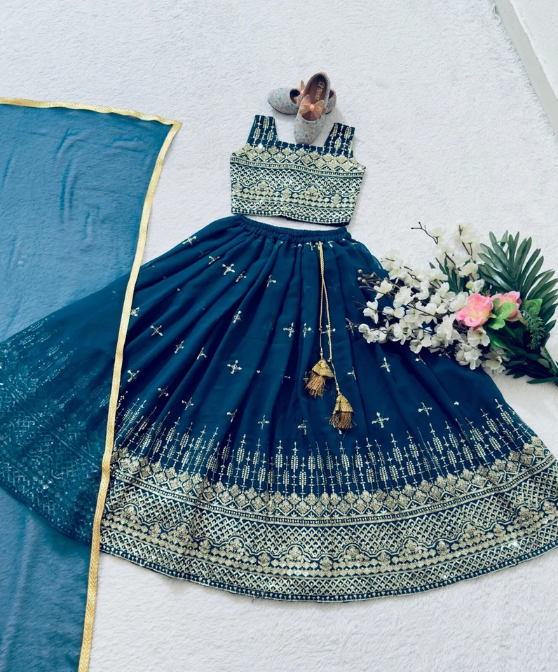 Trending Kids Wear Sequence Embroidery with Beautiful Work Lehenga Blouse with Dupatta 22-MNT