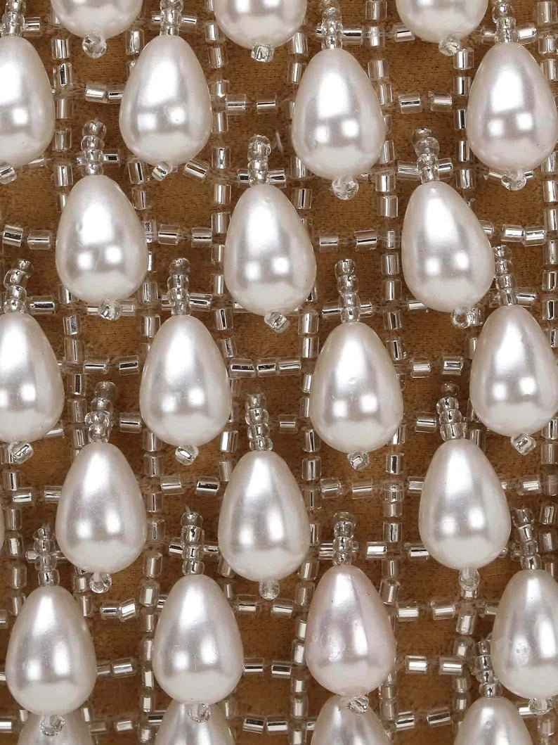 Dangle Velvet Pearl Embellished Clutch