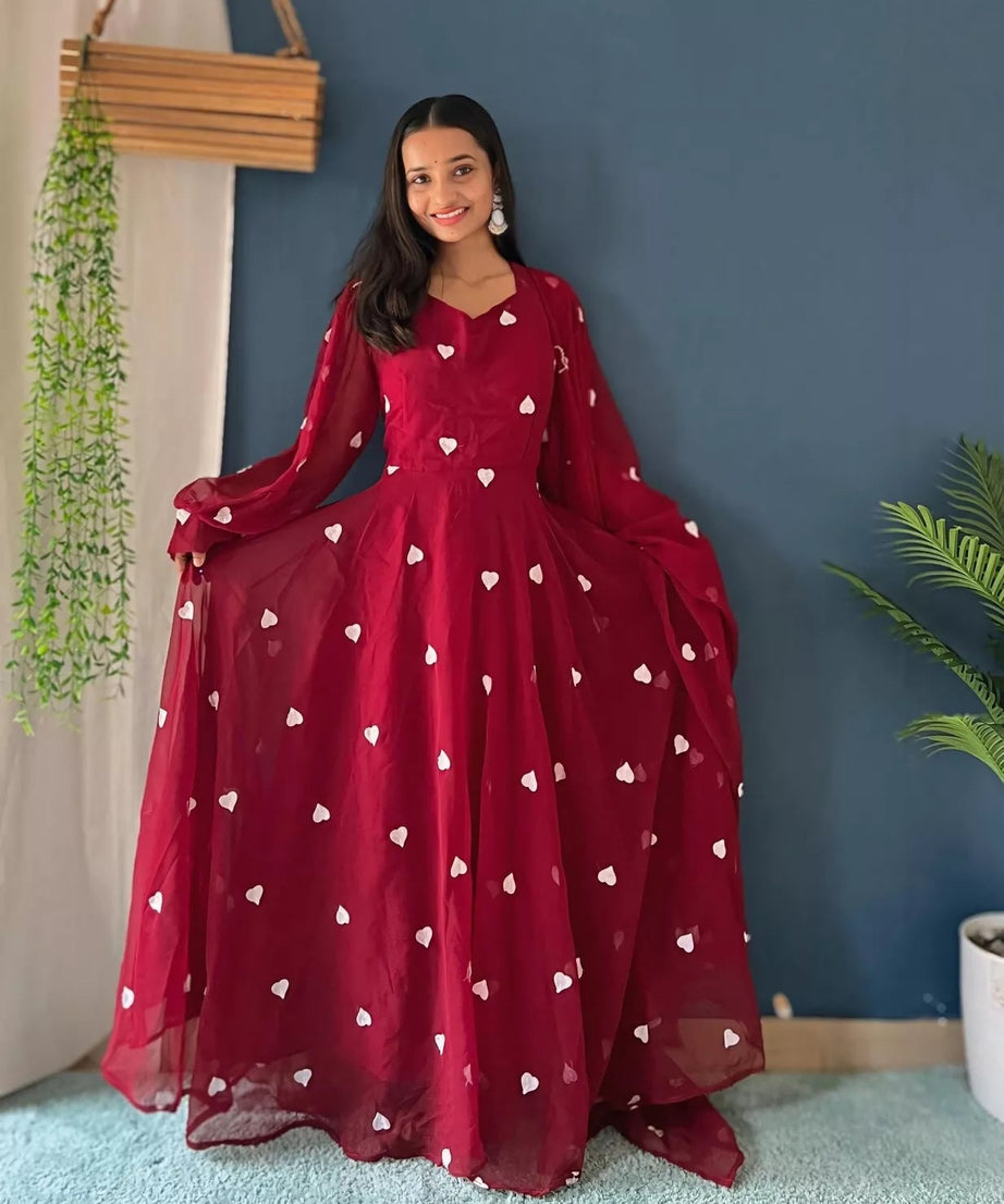 Faux Georgette Anarkali Gown Bottom & Dupatta