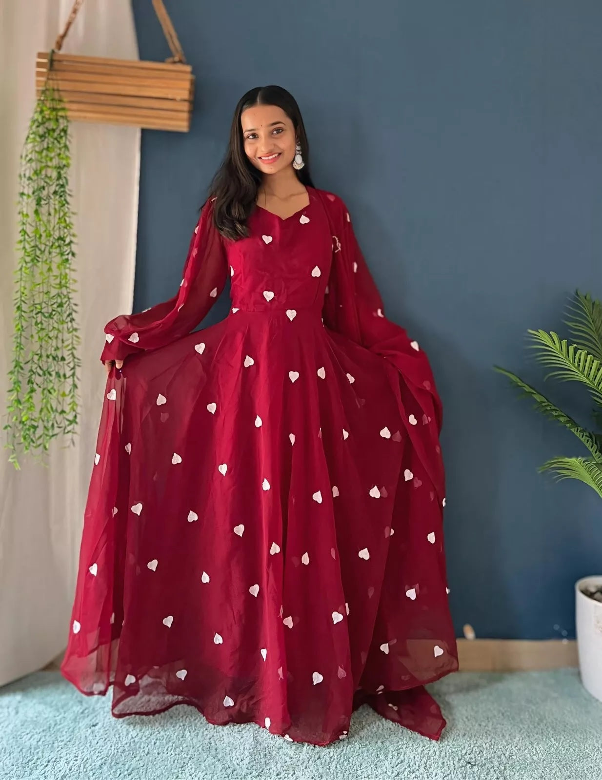 Faux Georgette Anarkali Gown Bottom & Dupatta