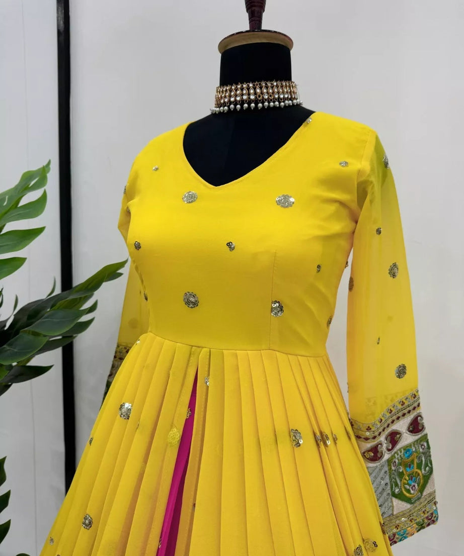 Faux Georgette With Sequence Work Top Lehenga & Dupatta Set