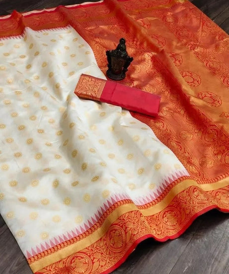 Designer Classic Banarasi Soft Silk Saree With Blouse For Women's