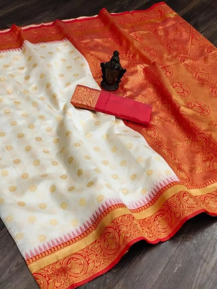 Designer Classic Banarasi Soft Silk Saree With Blouse For Women's