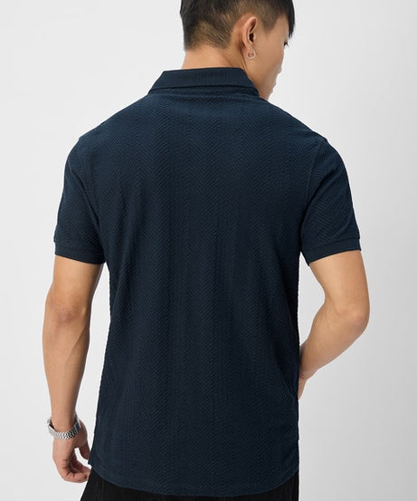 Textured Polo Navy Polos