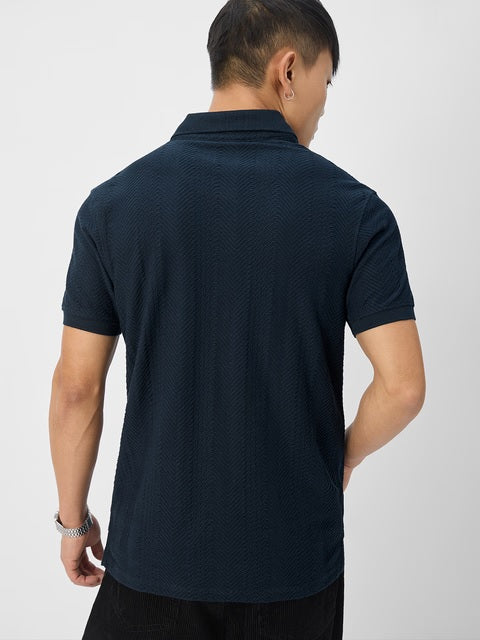 Textured Polo Navy Polos