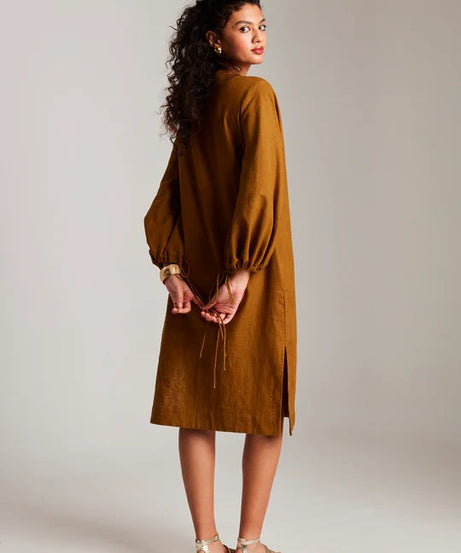 Co-Linen Balloon Sleeves Dress