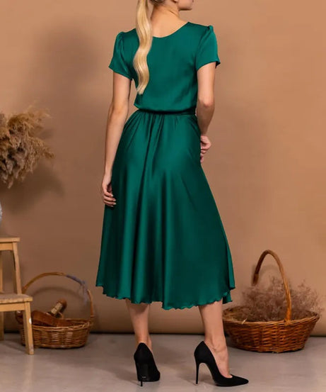 Elegant Emerald Green Satin Convertible Wrap Gown for Women – Multi-Style Formal Dress
