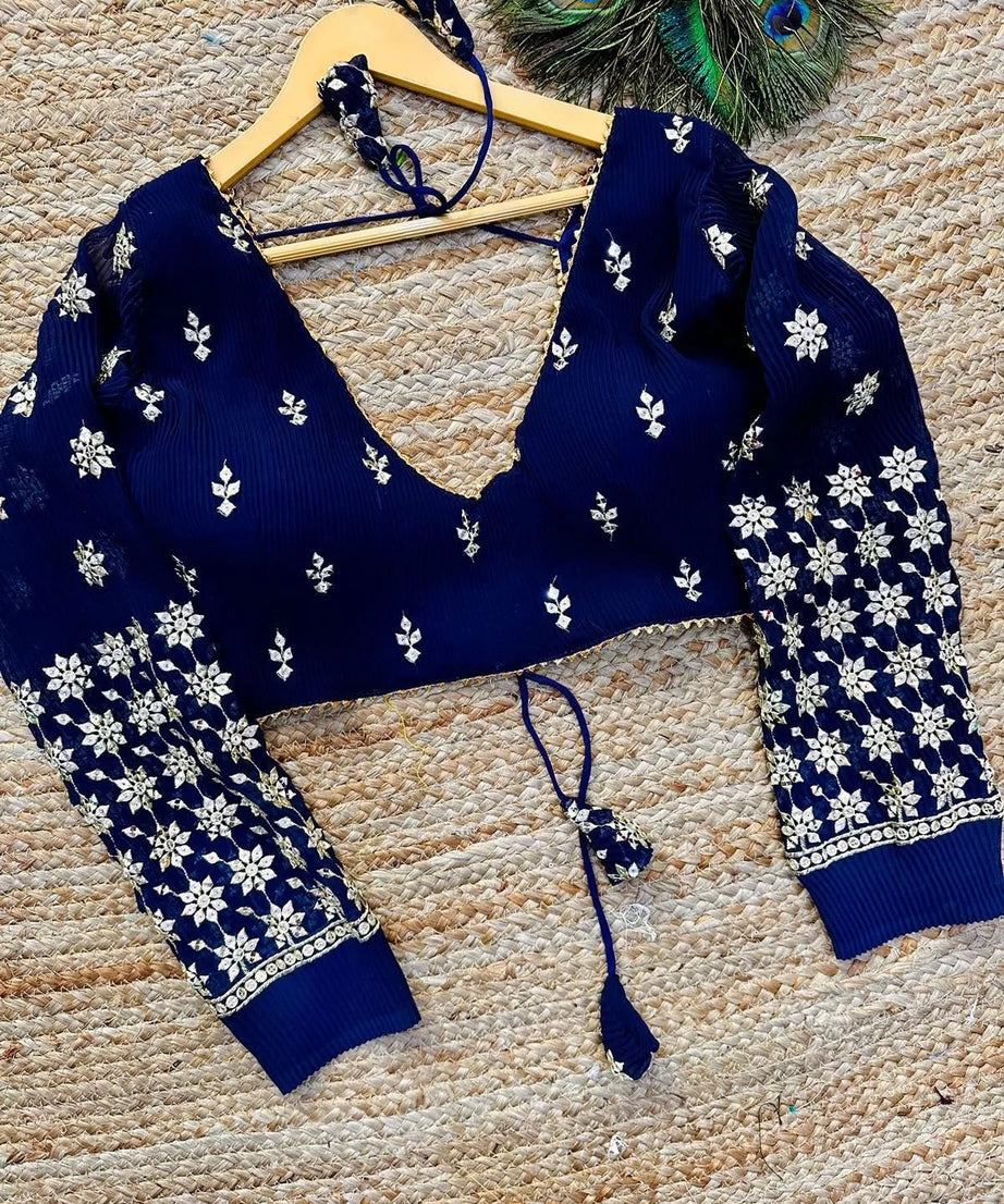 Georgette Full Stitched Wedding Style Fancy Blouse Choli