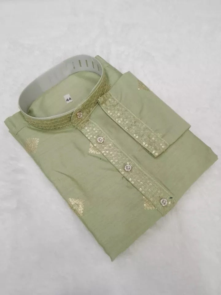 Ethnic Festival Classic Style Full Stitched Silk Men's Kurta & Pajama Set