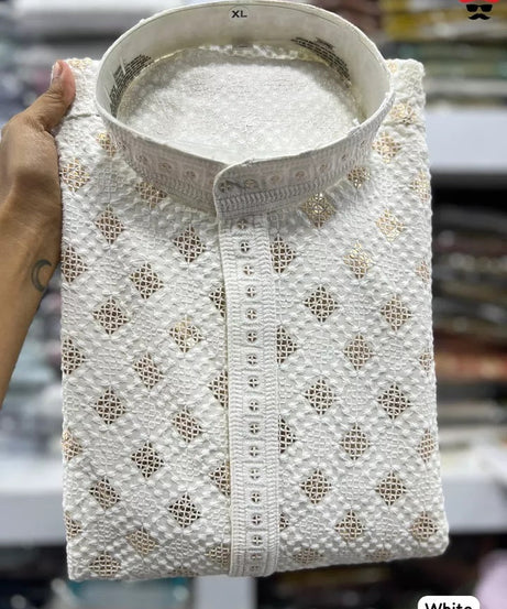 Premium Rayon Party Wedding Wear Full Stitched Kurta Pajama Set For Men's