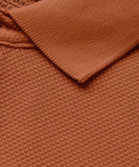 Popcorn  Burnt Orange Zipper Polos