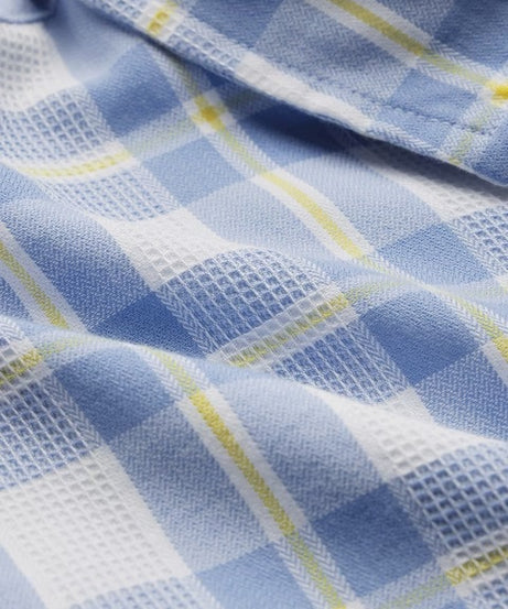 Textured Plaid Deep Sea Men Textured Shirts