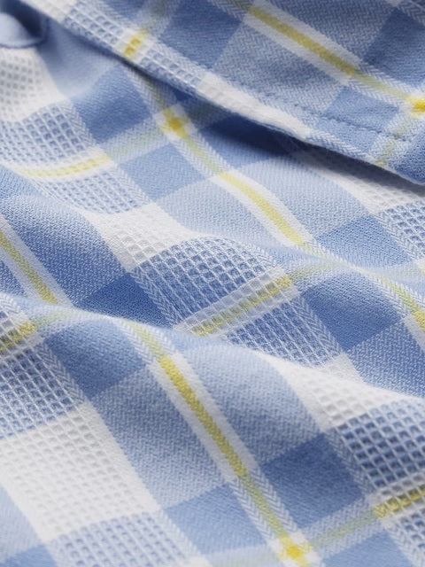 Textured Plaid Deep Sea Men Textured Shirts