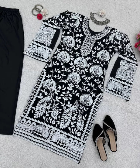 Faux Georgette Beautiful Traditional Kurti & Pant Set