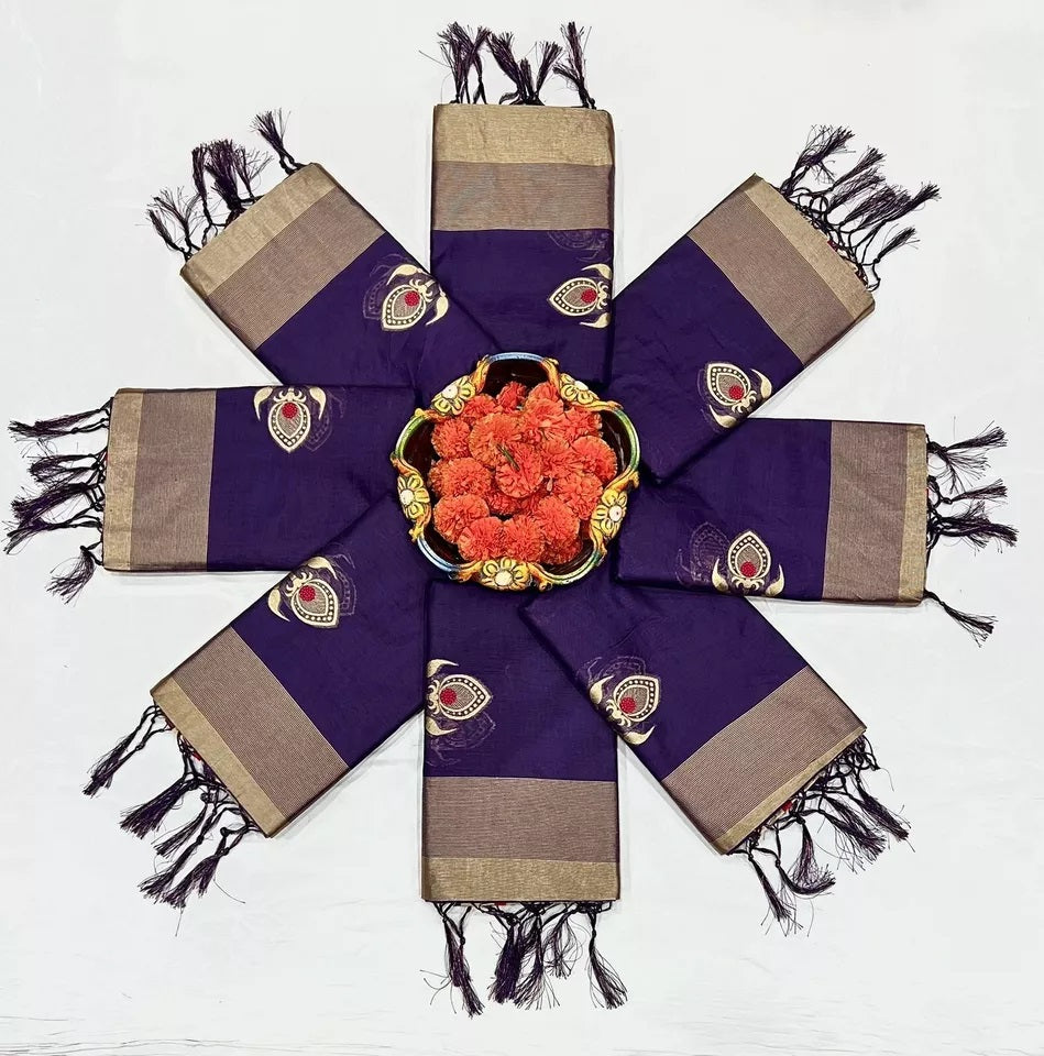 Soft Lichi Silk Rich Pallu Jacquard Work Saree With Blouse