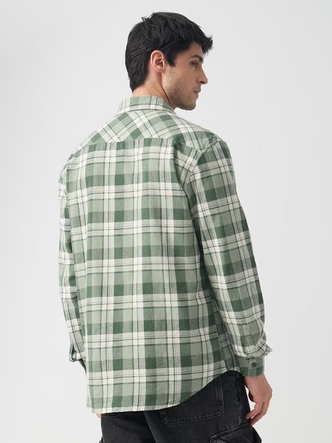 Cotton Linen Checks  Matcha Cotton Linen Shirts