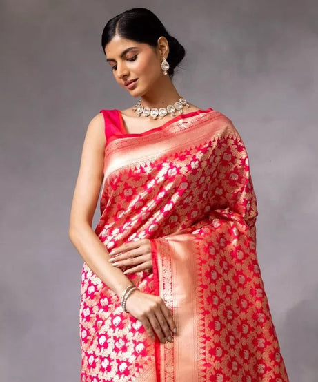Banarasi Soft Silk Sari With Blouse