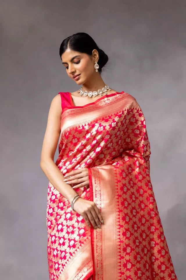Banarasi Soft Silk Sari With Blouse