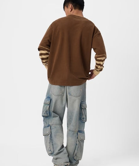 Doctor Sleeve  Mocha Oversized Full Sleeve T-Shirts
