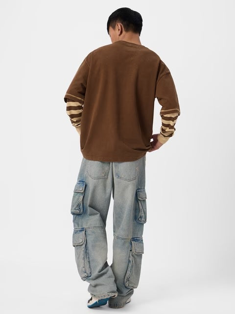 Doctor Sleeve  Mocha Oversized Full Sleeve T-Shirts