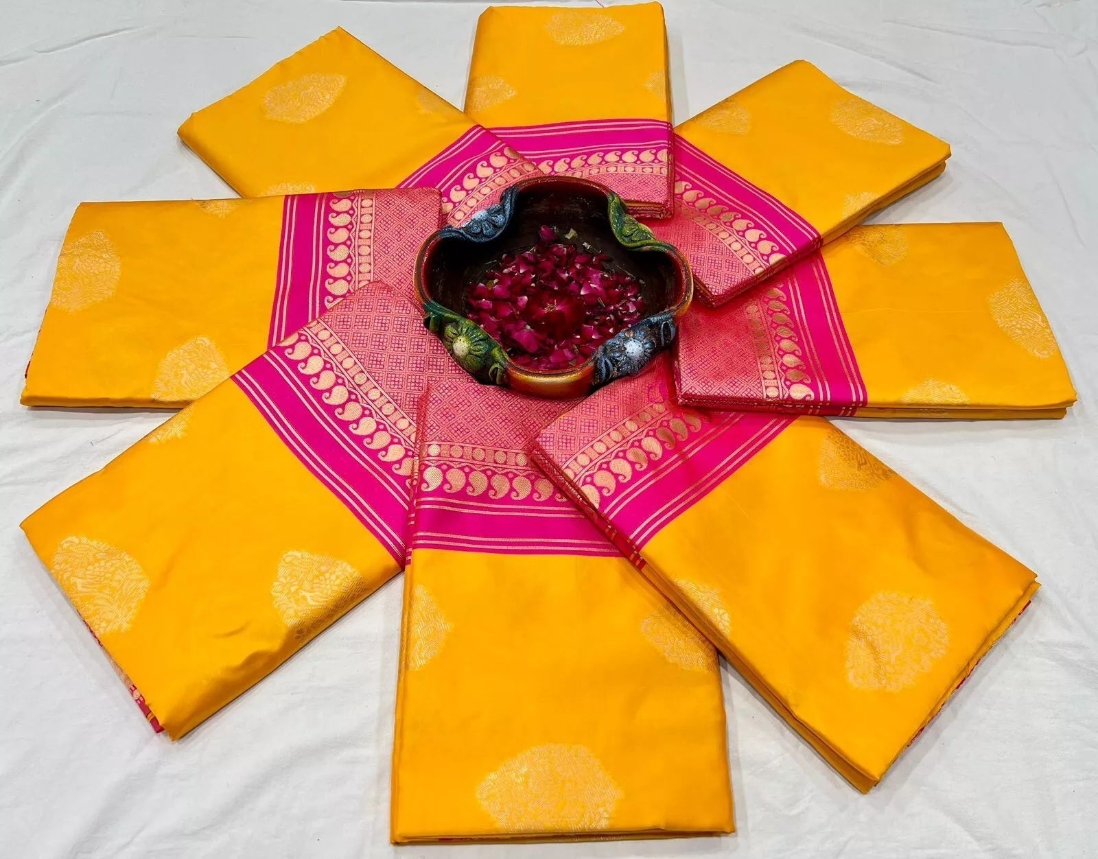 Soft Lichi Silk With Jacquard Work Wedding Saree With Blouse