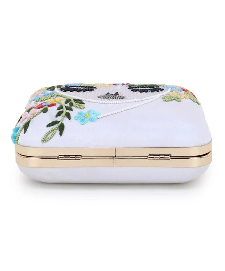 Faux Silk Sequined & Embellished Box Clutch