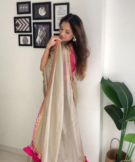 Classic Wear Two Tone Tissue Soft Saree,Wedding Party Sari & Blouse