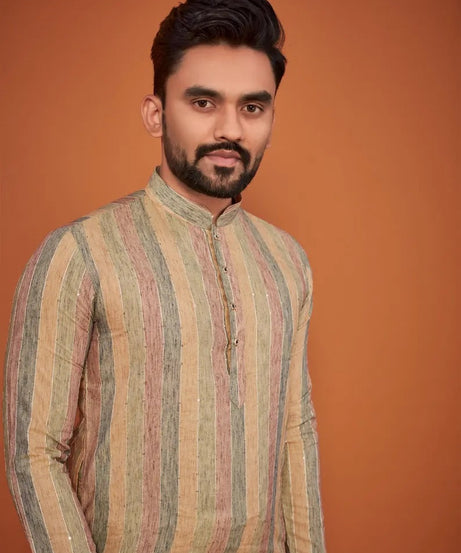 Lining Sequence Work Men's Kurta Pajama Set