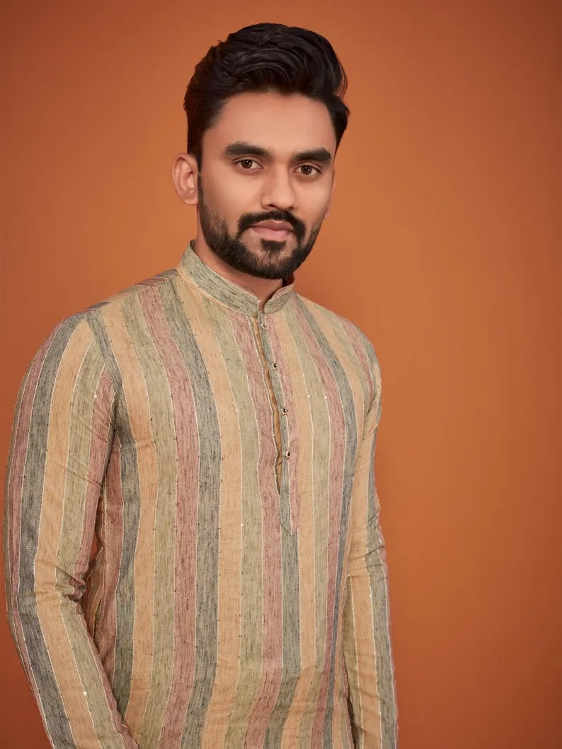 Lining Sequence Work Men's Kurta Pajama Set