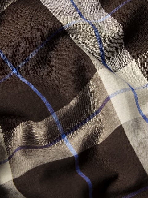 Checks Mocha Cotton Linen Shirts
