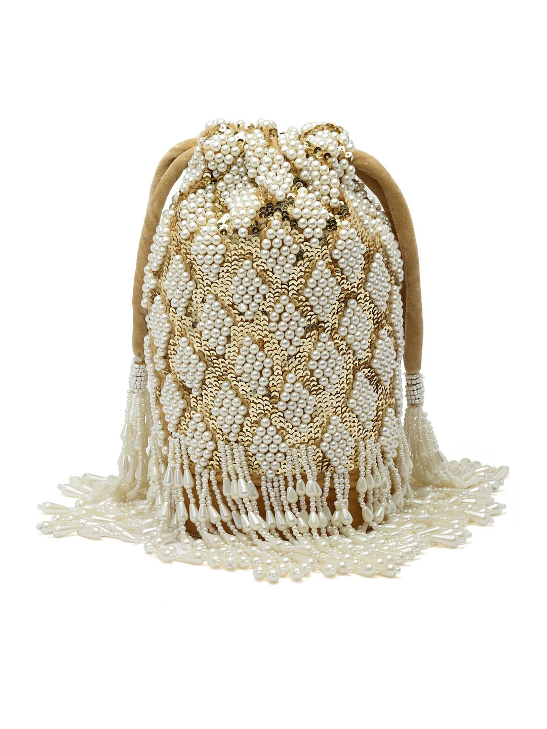 Dangle Diamond Embellished Velvet Potli Bag