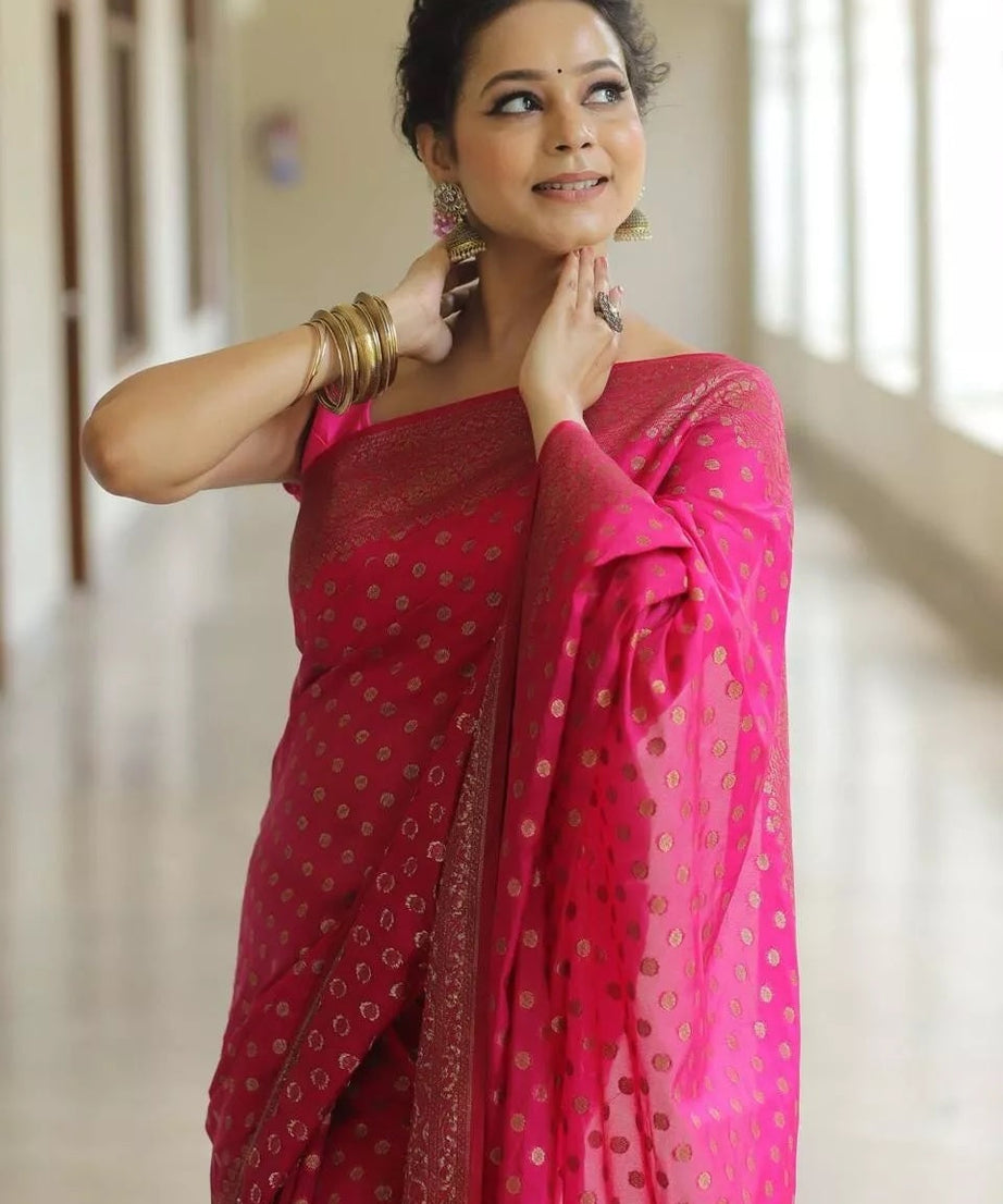 Pure Banarasi Silk Saree with Rich Pallu and Blouse Piece Sari & Blouse