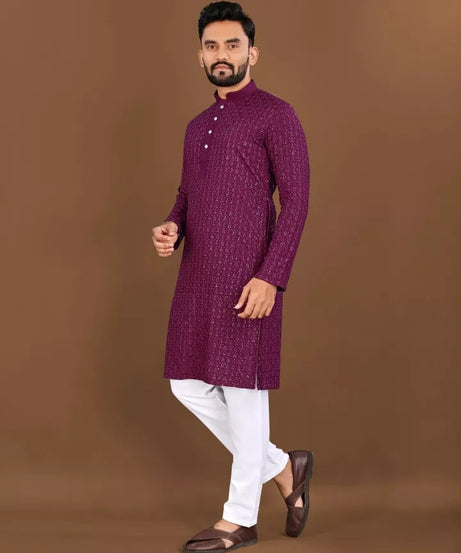 Bollywood Classic Full Stitched Rayon Kurta Pajama Set For Men's