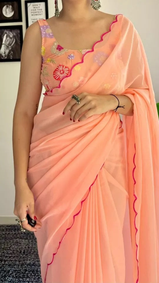 Soft Georgette Silk Saree With Blouse
