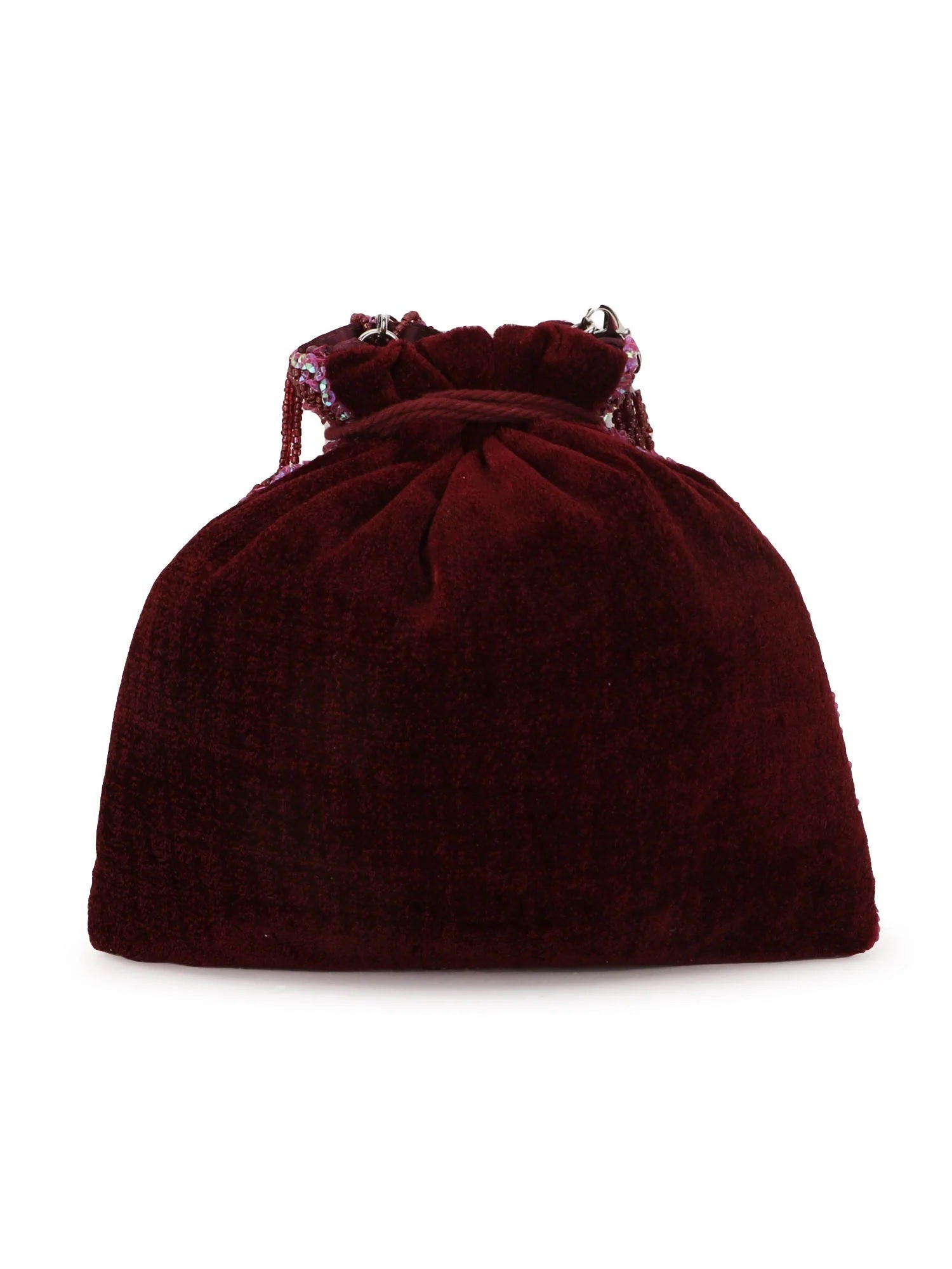 Dangle Abstract Embellished Velvet Potli Bag